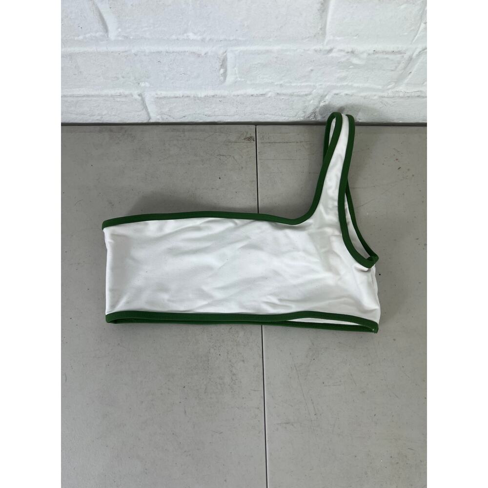 WeWoreWhat Contrast One Shoulder Bikini Top Asymmetrical White Green SIze S/P - Picture 6 of 10